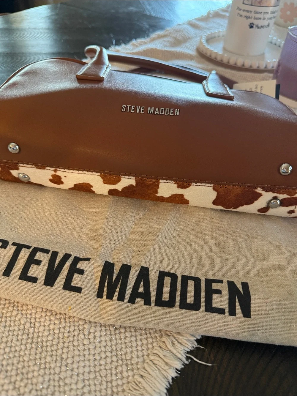 Steve Madden Brown and White Cowhide Women’s bag